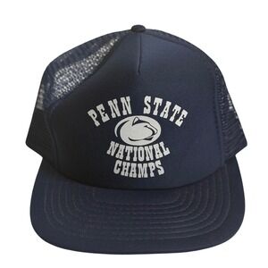 VTG Speedway Penn State Trucker Hat Blue National Champs Snapback Mesh Cap Mens